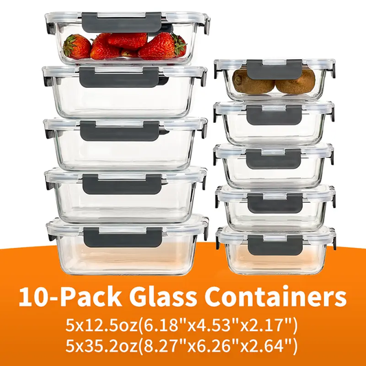 20-Container Airtight Glass Food Storage System – 40-Piece Smart Meal Prep Set